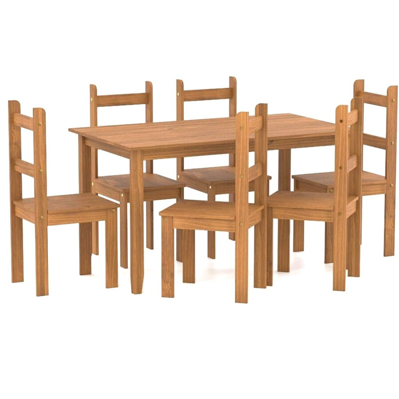 Juego de Comedor - 6 Sillas, 140 CM Madera NATURAL Juego de Comedor - 6 Sillas, 140 CM Madera NATURAL