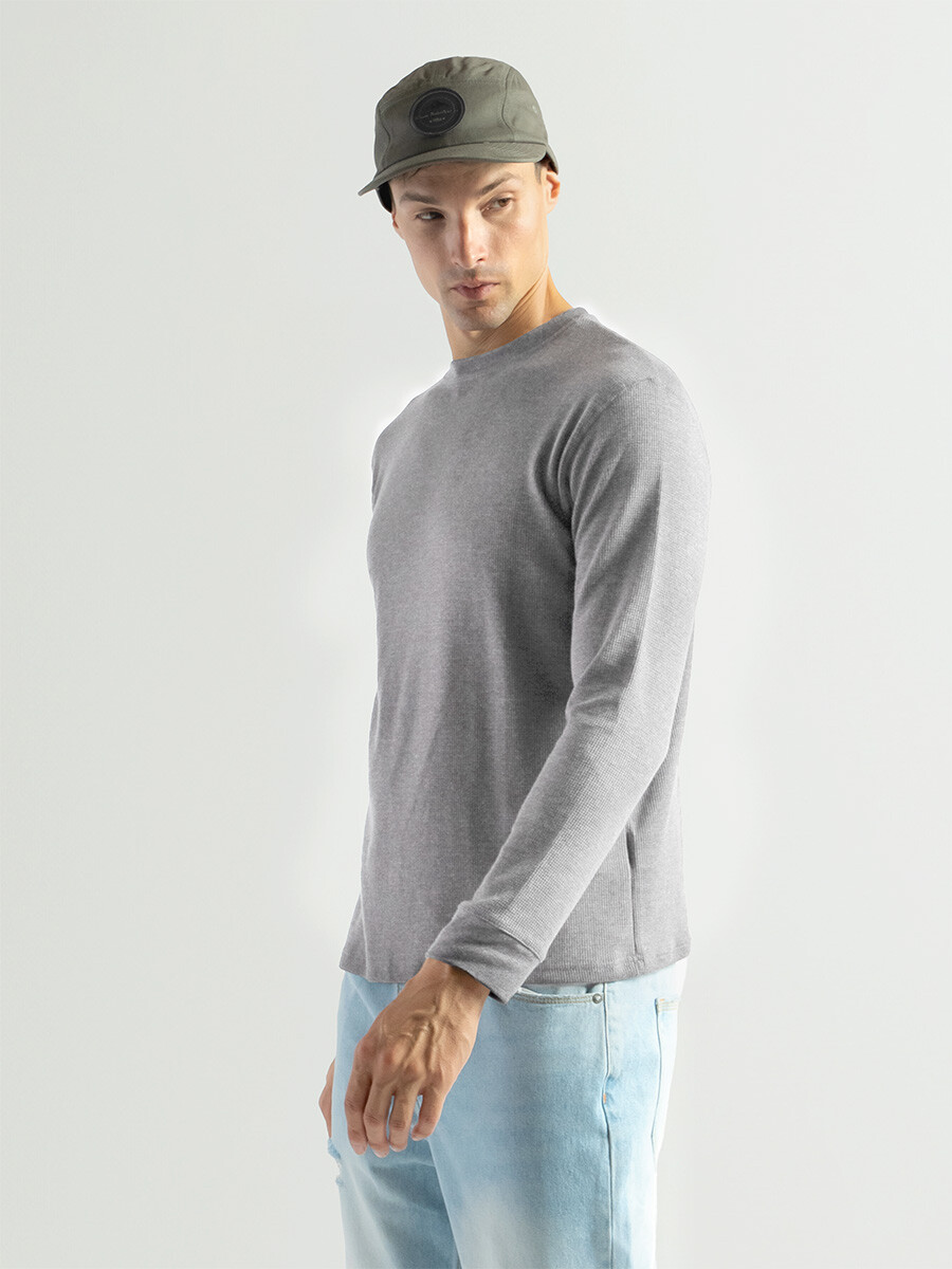 Remera Manga Larga Termal - Gris Melange 