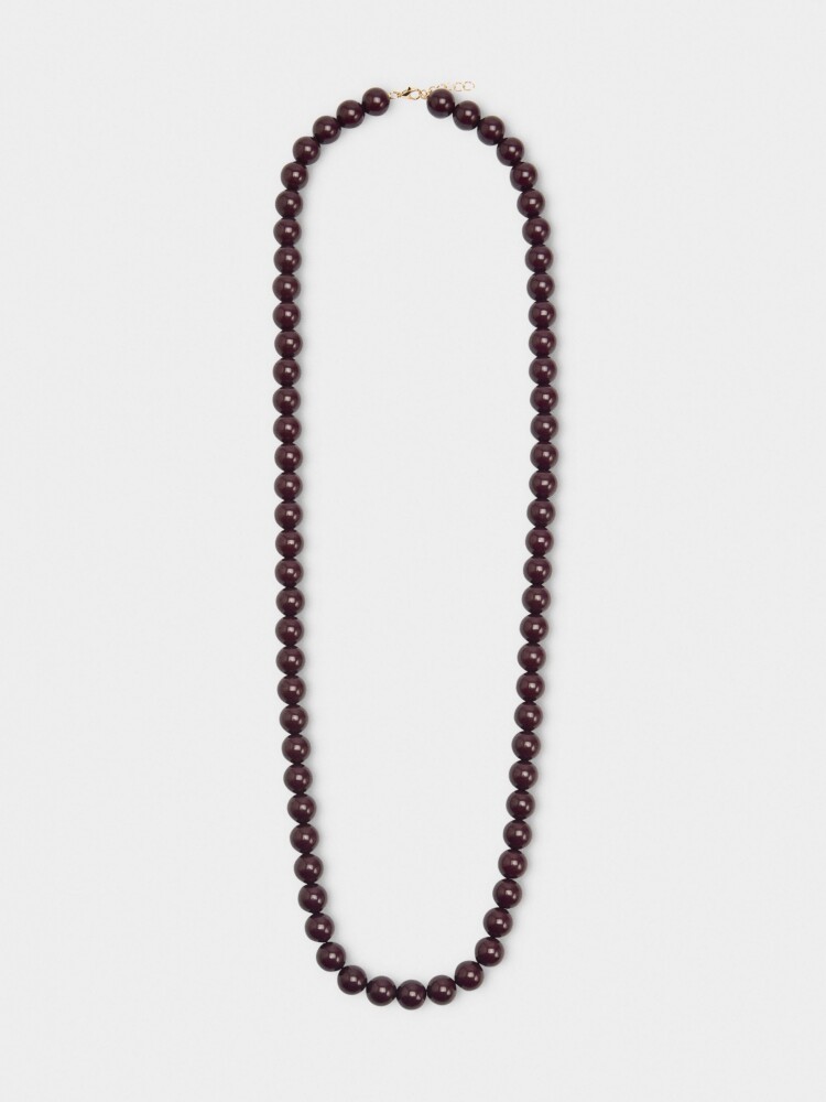 Collar Largo Con Cuentas burdeos