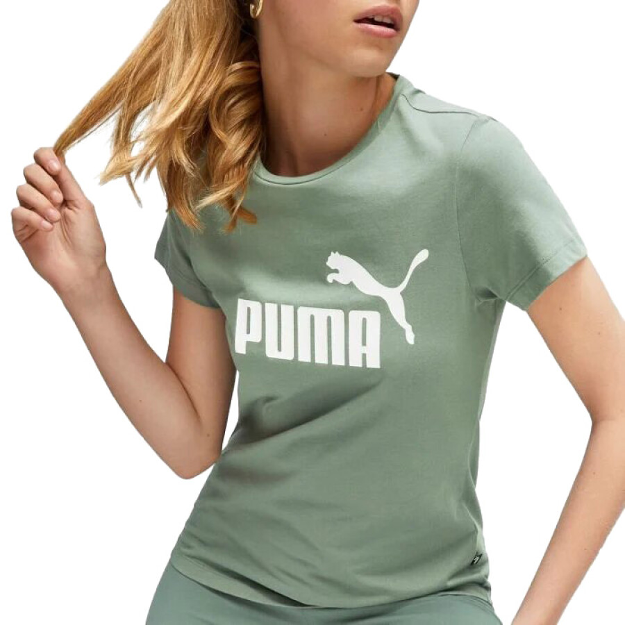 Remera de Mujer Puma Essentials Logo Verde - Blanco