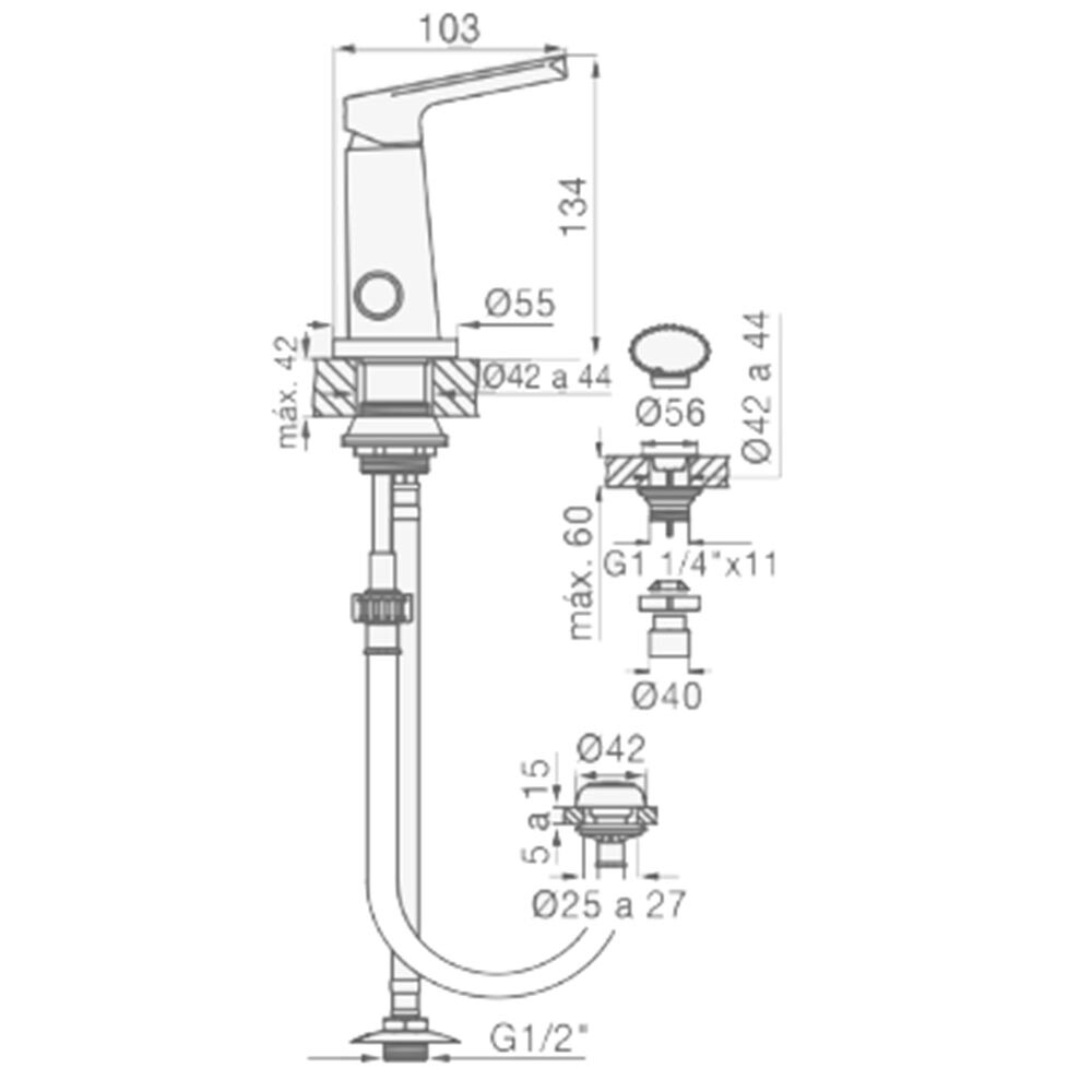 GRIFERÍA MONOCOMANDO DE BIDET <br /> MODELO AROMO FV Grifería Monocomando De Bidet <br /> Modelo Aromo Fv