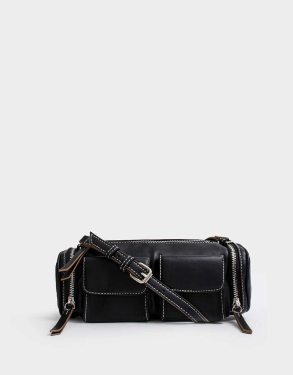 Bandolera Multipocket Suede - Negro 