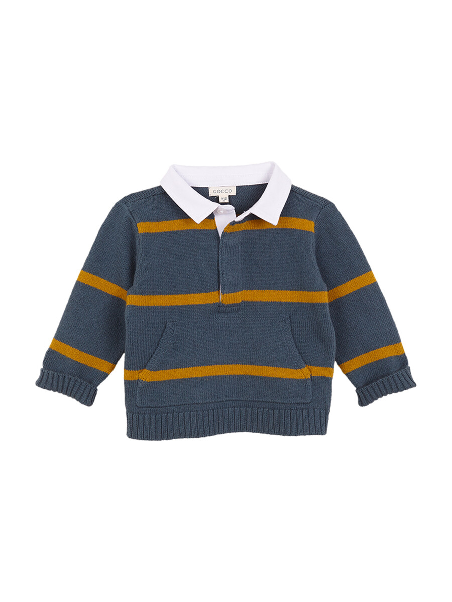 Jersey Polo De Rayas Petroleo