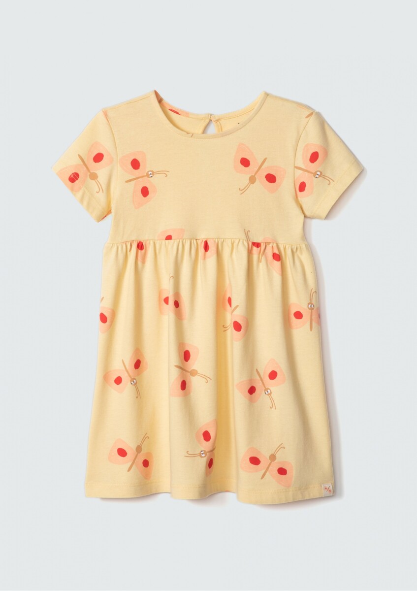 VESTIDO INFANTIL ESTAMPADO - AMARILLO 