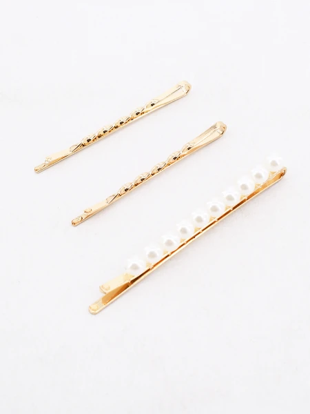 BROCHE PERLAS PACK x 3 DORADO