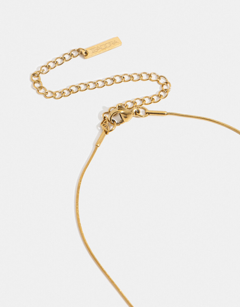 Cadena Corta con Dije Metal Cadena De Acero Con Inicial V - Dorado