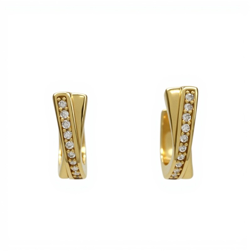Caravanas Aros Cruzados Zirconia de oro- Oro bajo - Zirconia- CA8152 conpiedra