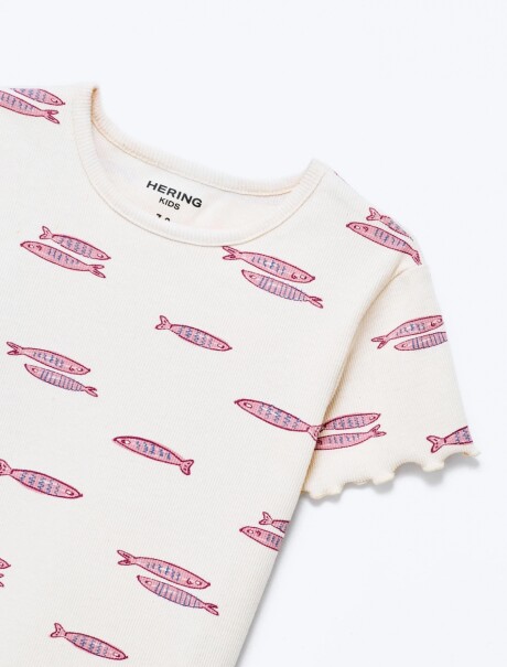 BLUSA MANGA CORTA INFANTIL CON ESTAMPADO BEIGE