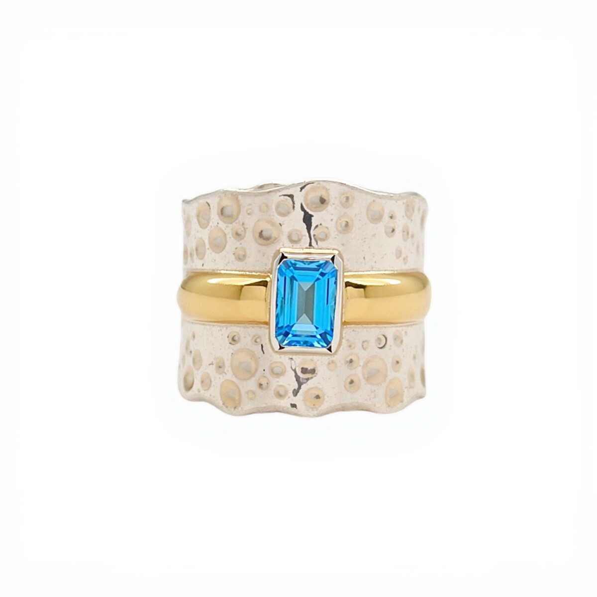 Anillo tubo Topacio-Plata y oro-Piedra Topacio-AN5922 - conpiedra 