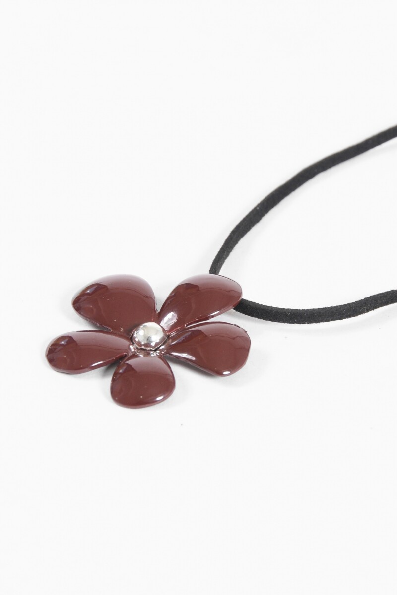 Collar cordón dije flor plateado