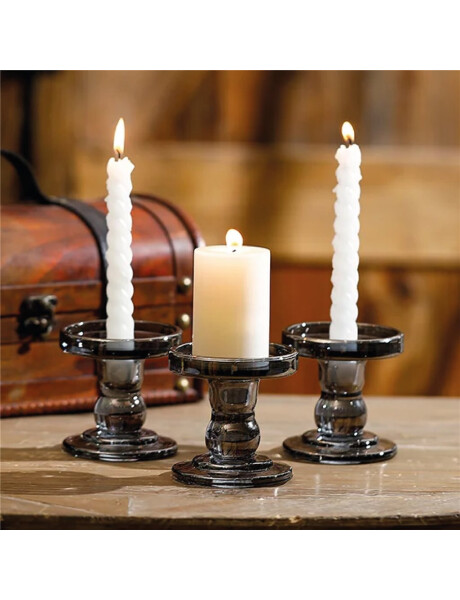 CANDELABRO VIDRIO D8.5/H8.6CM COLOR HUMO CANDELABRO VIDRIO D8.5/H8.6CM COLOR HUMO