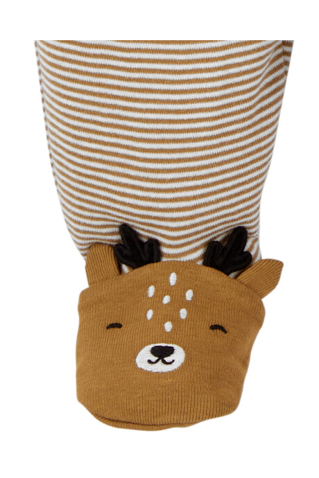 Set tres piezas pelele con pie, body manga larga y pijama con botones de algodón diseño reno Sin color