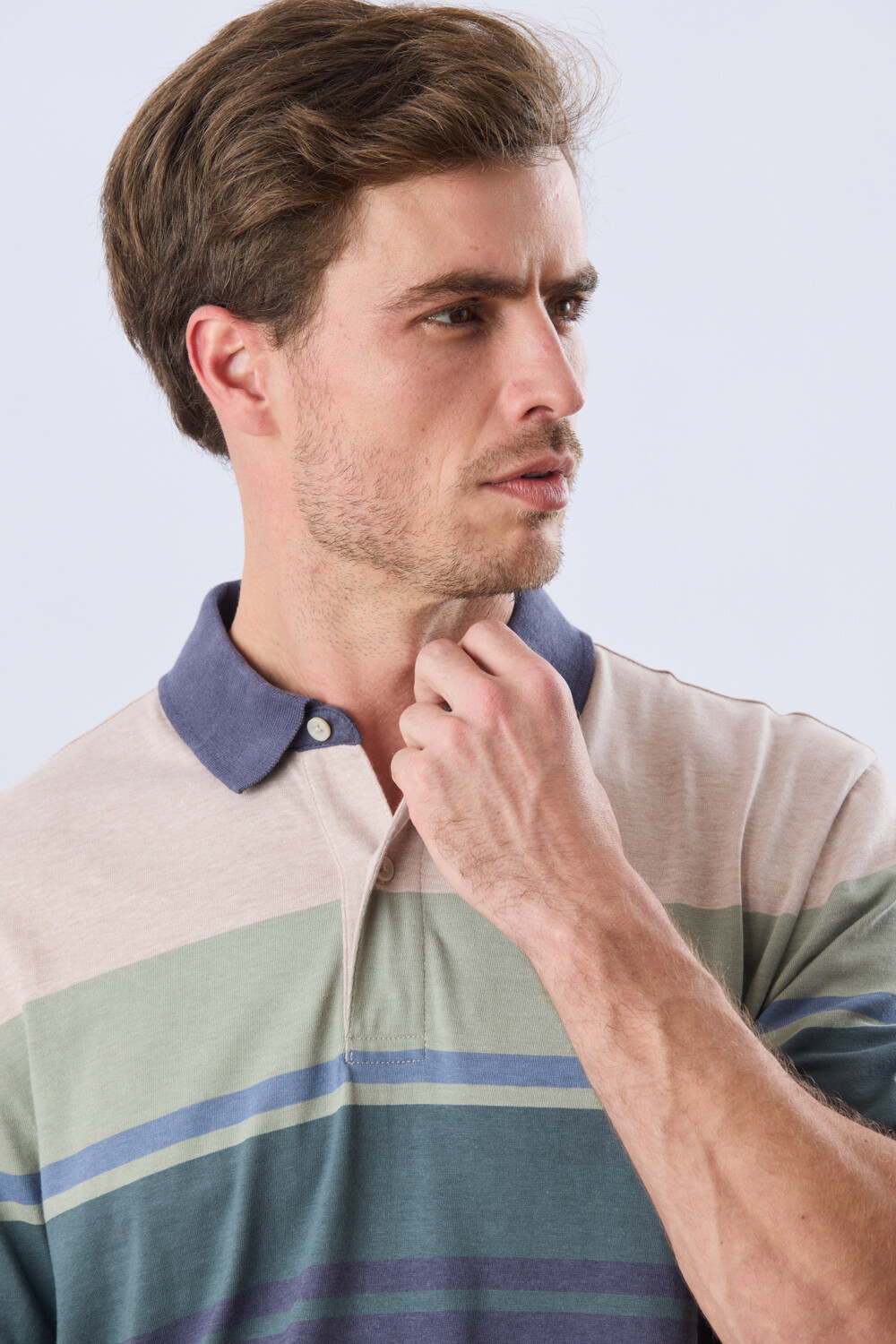 REMERA POLO RAYADA JERSEY Beige