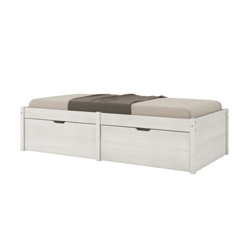 Cama Madera Maciza Con Cajones - 1 plaza - Linea beauty Blanco