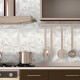 Semi gres blanco satinado decorado Relieve 63x120Cm pared GAMAS DE BLANCO
