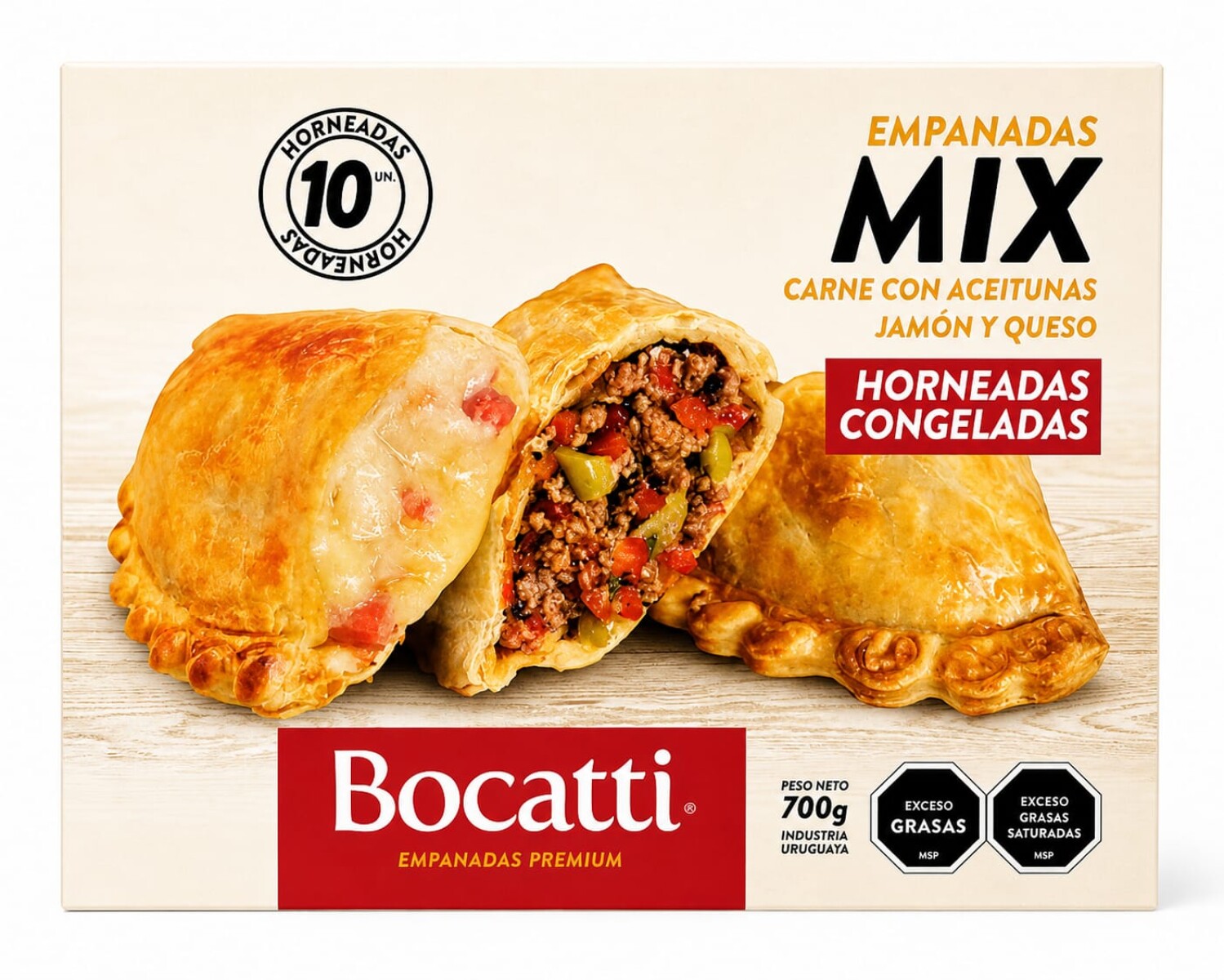 EMPANADAS MIX CARNE Y JYQ BOCATTI PREMIUM X 10 