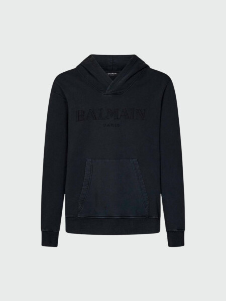 Balmain - Canguro de algodón teñido con pigmentos vintage. Gris