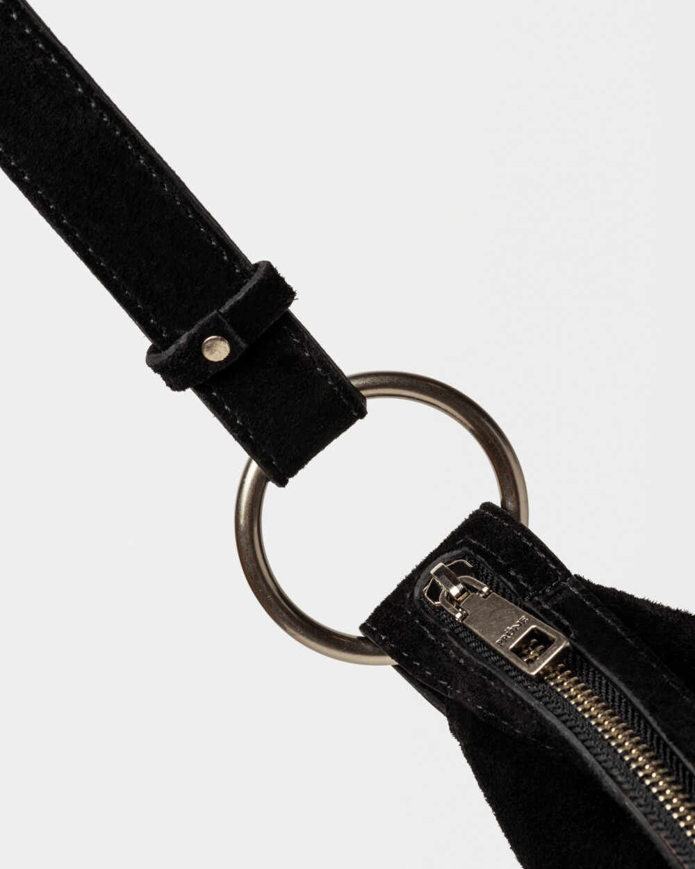 Bandolera Bambu en cuero gamuza Negro