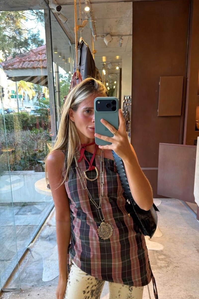 Scottish Diagonal Top Verde / Rosa