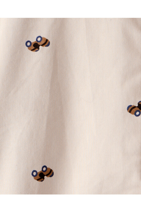 Body de algodón, tipo camisa, diseño autos, khaki Body de algodón, tipo camisa, diseño autos, khaki