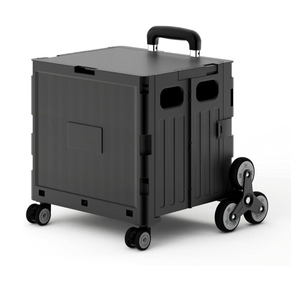 Carro Caja Plegable Ruedas Multiuso Hierro Carrito Escalera Variante Color Negro