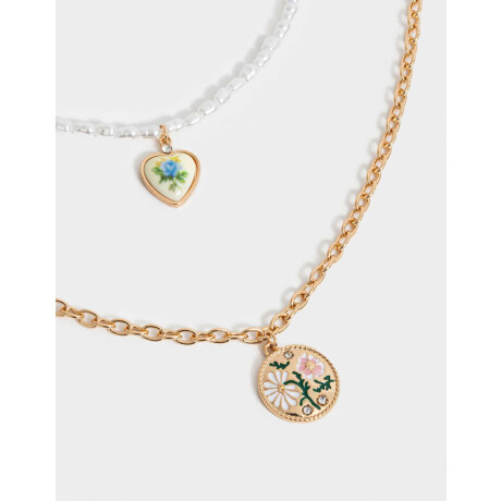 Collares Cortos Con perlas Dorado