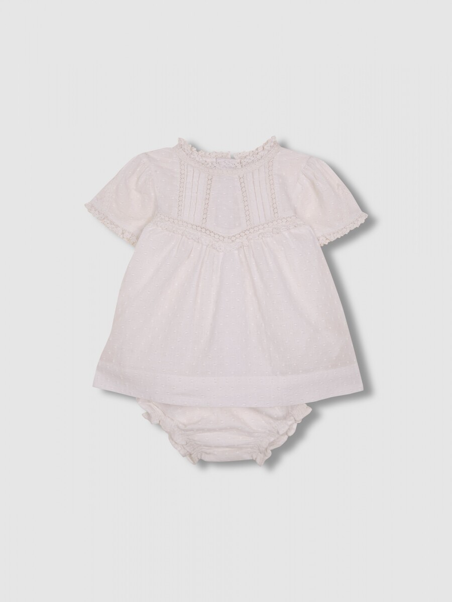 Vestido Con Tiras Bordadas Piedra