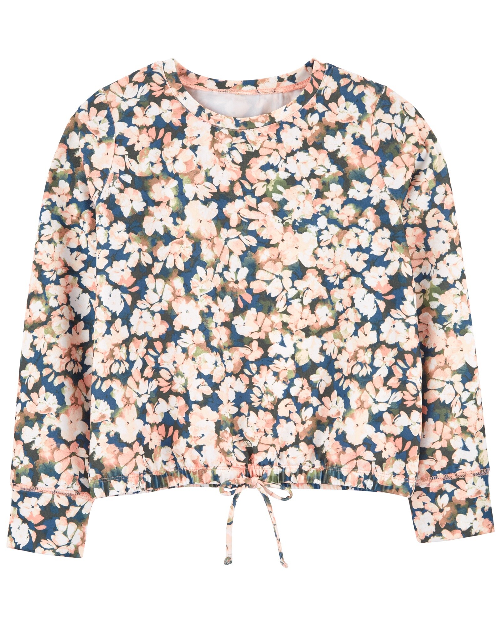 Blusa de poliéster manga larga anudada diseño flores Sin color
