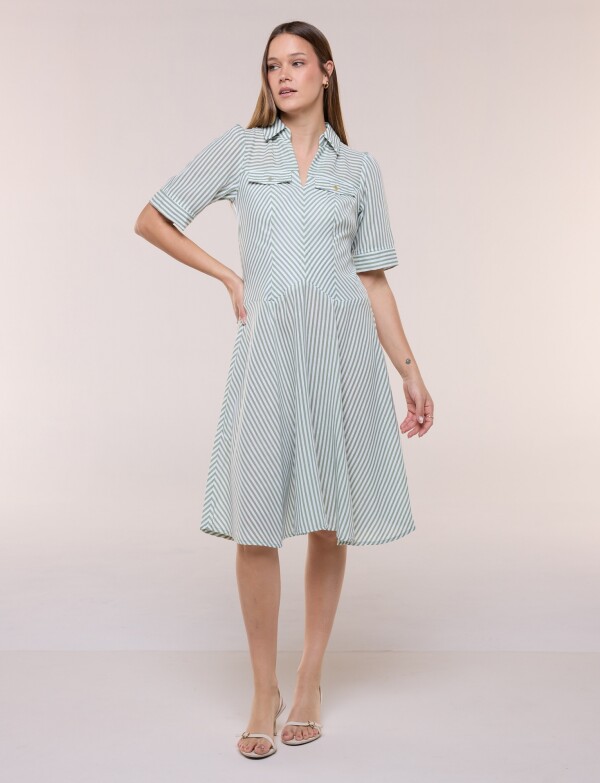 Vestido Camisero Midi Lineas VERDE/MULTI