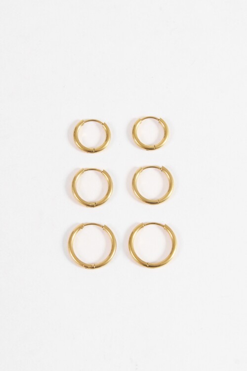 Set de 3 aros acero quirúrgico dorado