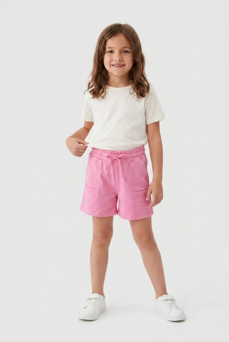 Short en terry con bolsillos - Rosado 