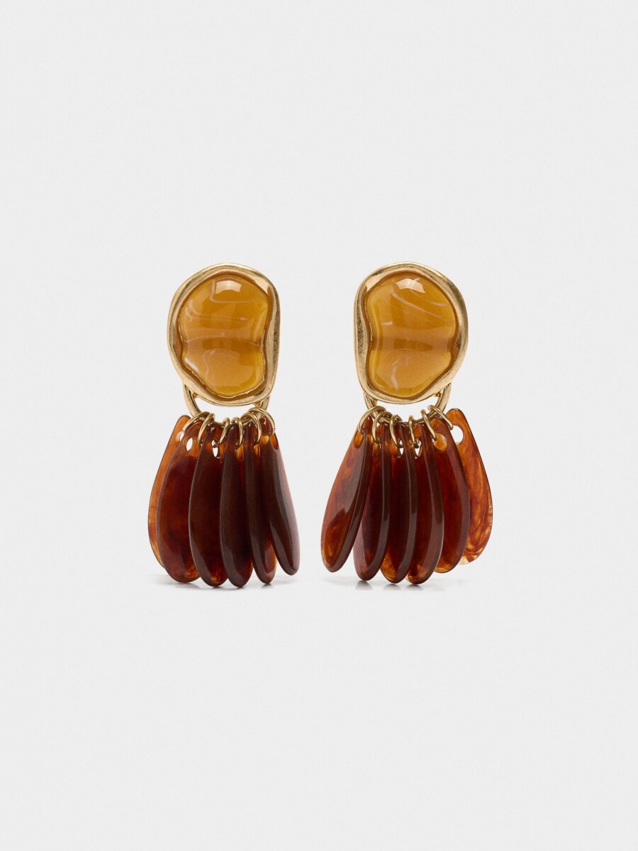 Pendientes Largos De Efecto Piedra marron