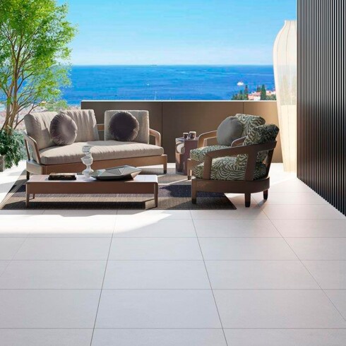 Porcelanato Blanco Mate Rustico Antideslizante 60X60Cm 20Mm Piso Exterior GAMAS DE BLANCO