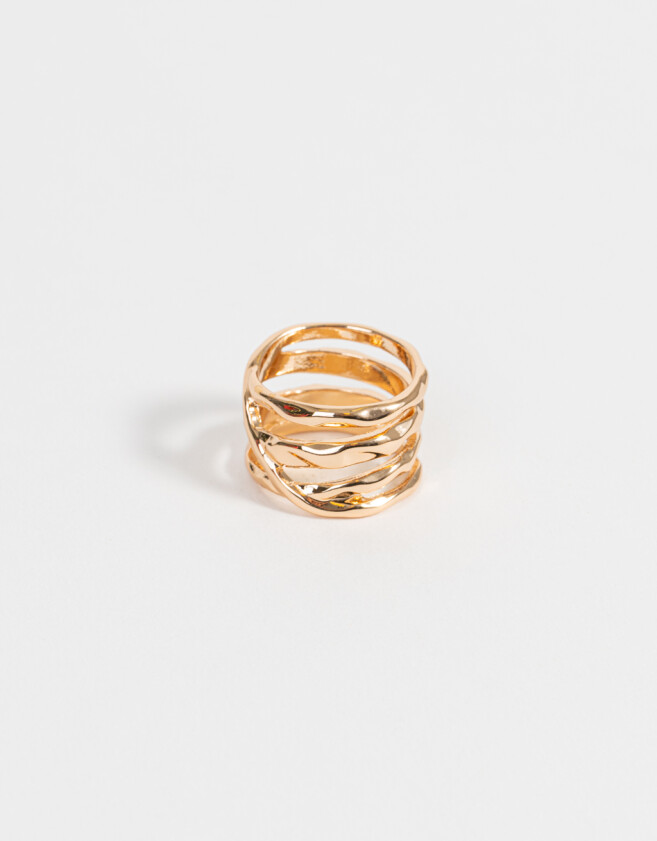 Anillos Medianos y Grandes De metal Anillo Cuatro Vueltas - Plateado