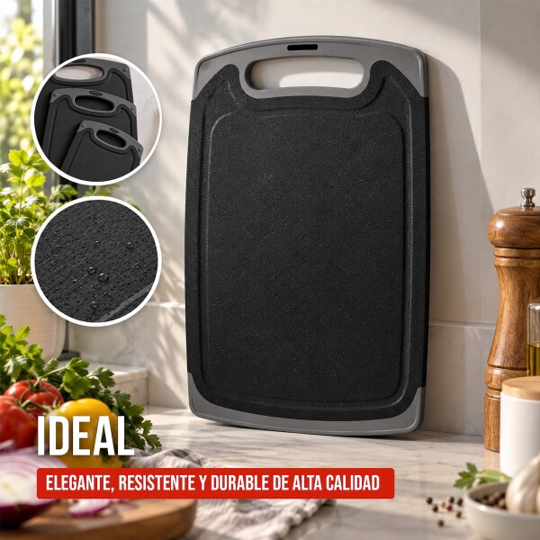 Tabla Para Picar Y Cortar Set de 3 Unidades para Cocina Antidelizante IMBACK Color Negro Tabla Para Picar Y Cortar Set de 3 Unidades para Cocina Antidelizante IMBACK Color Negro