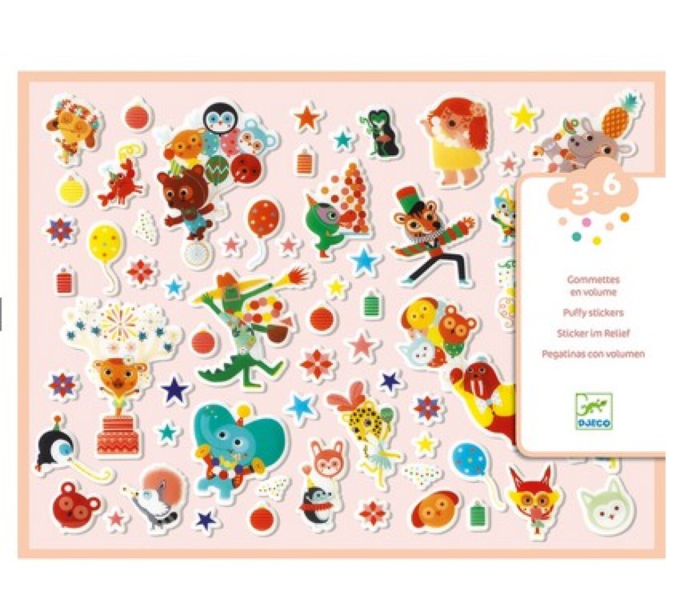 Set x3 láminas de stickers grandes - Fiesta 