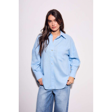 Camisa Lino Celeste