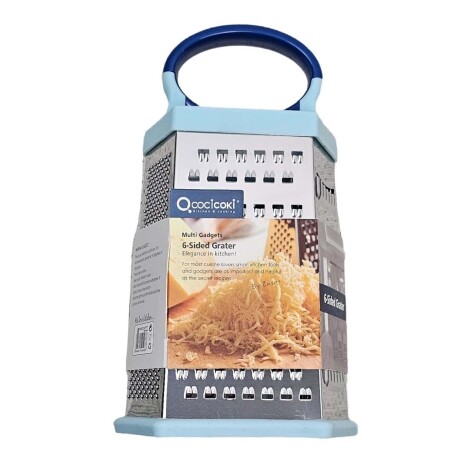 Rallador Cortador Hexagonal en Acero Inoxidable con Manija Celeste