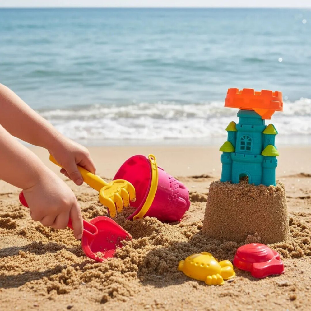 Balde Con Castillo Para Playa FUCSIA