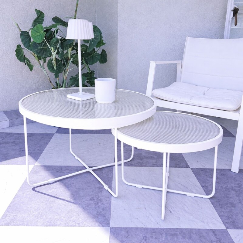YBL46 Mesa Redonda Vidrio Small 46x46x38cm - Blanca