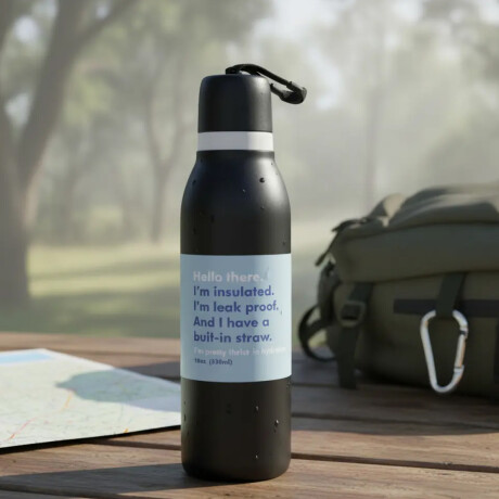 Botella térmica con elástico de agarre 700ml Negro