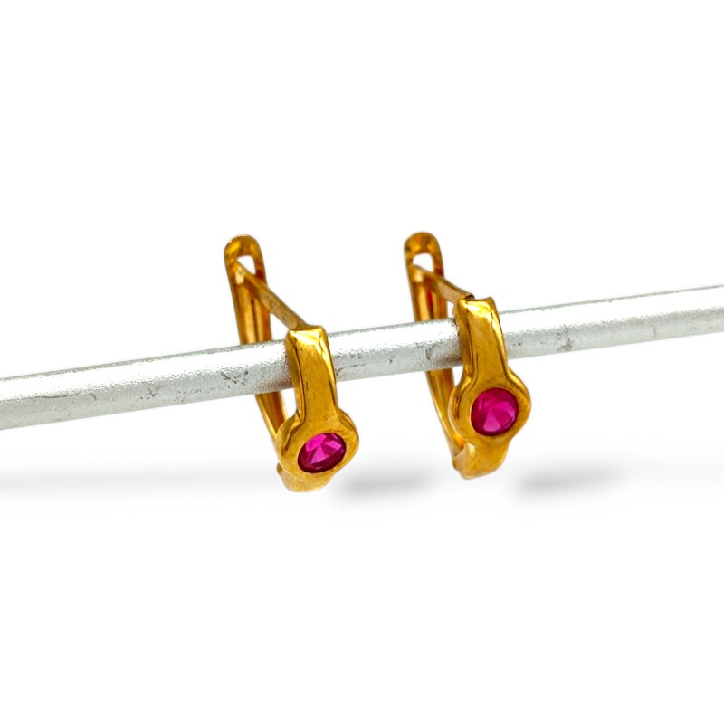 Caravanas Rubí Aro Oval de oro- Oro bajo - Rubí- CA8126 conpiedra