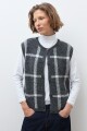 Chaleco jacquard cuadros gris oscuro