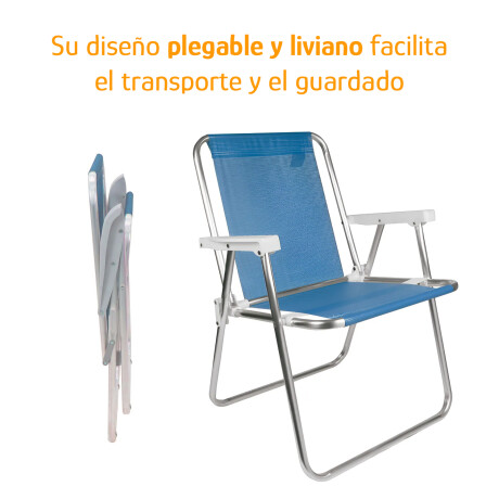Silla Alta Aluminio Reposera Mor 110 kg Plegable Sannet Azul