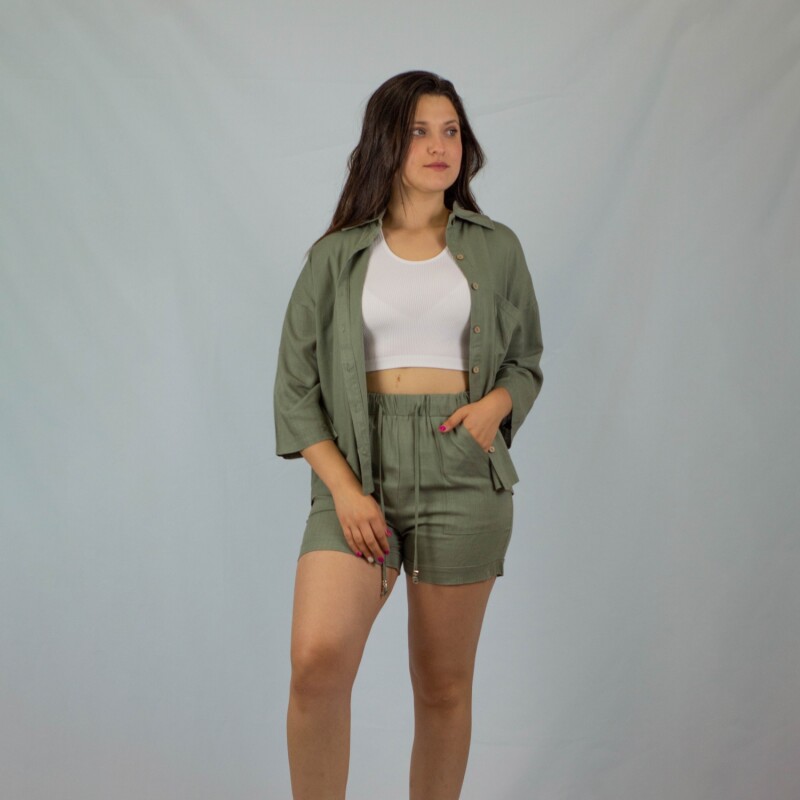 Camisa Dama 3/4 Lino Green
