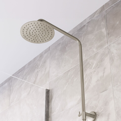 DUCHA EXTERNA BARRAL C/TRANSF SATINADO-CEPILLADO SALEMI GRIS-BRUSHED NICKEL