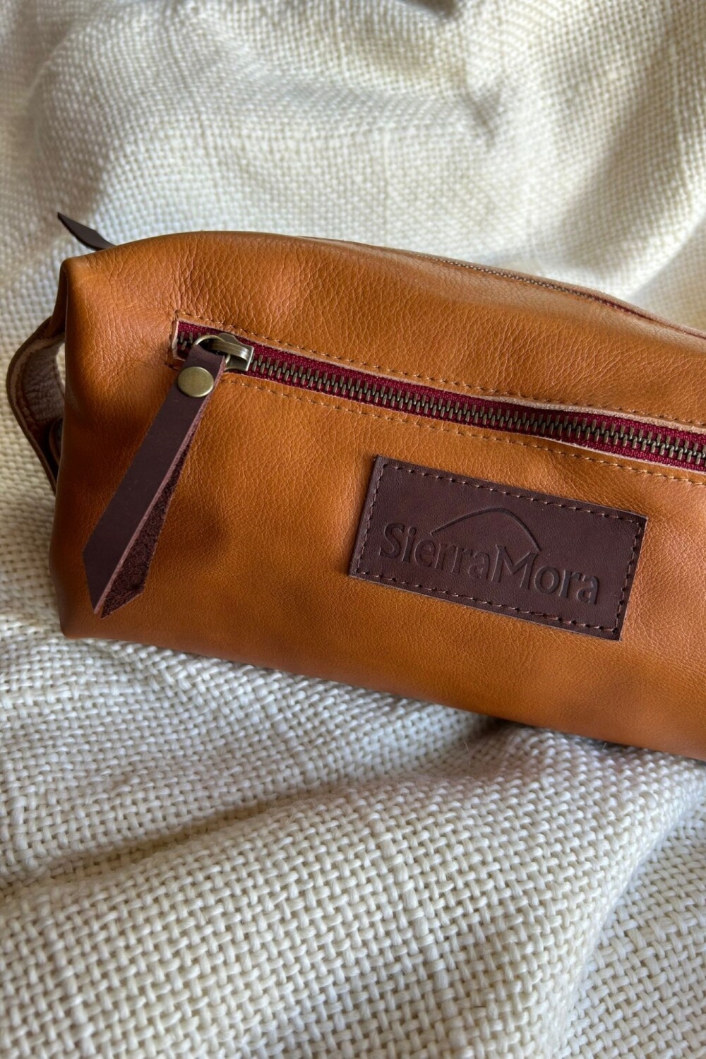 Necessaire de Cuero Honey Red Zip