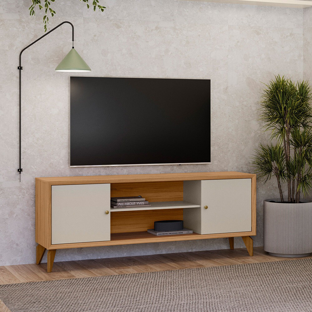 RACK PARA TV MODELO PORTO COLOR JEQUITIBA OFF WHITE Rack Para Tv Modelo Porto Color Jequitiba Off White