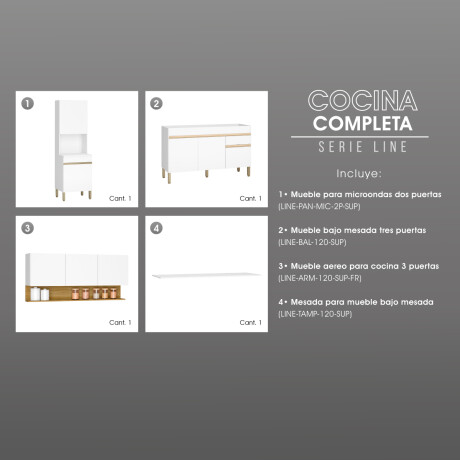 JUEGO DE COCINA MODULAR COMPLETO MDP LINE BLANCO BLANCO