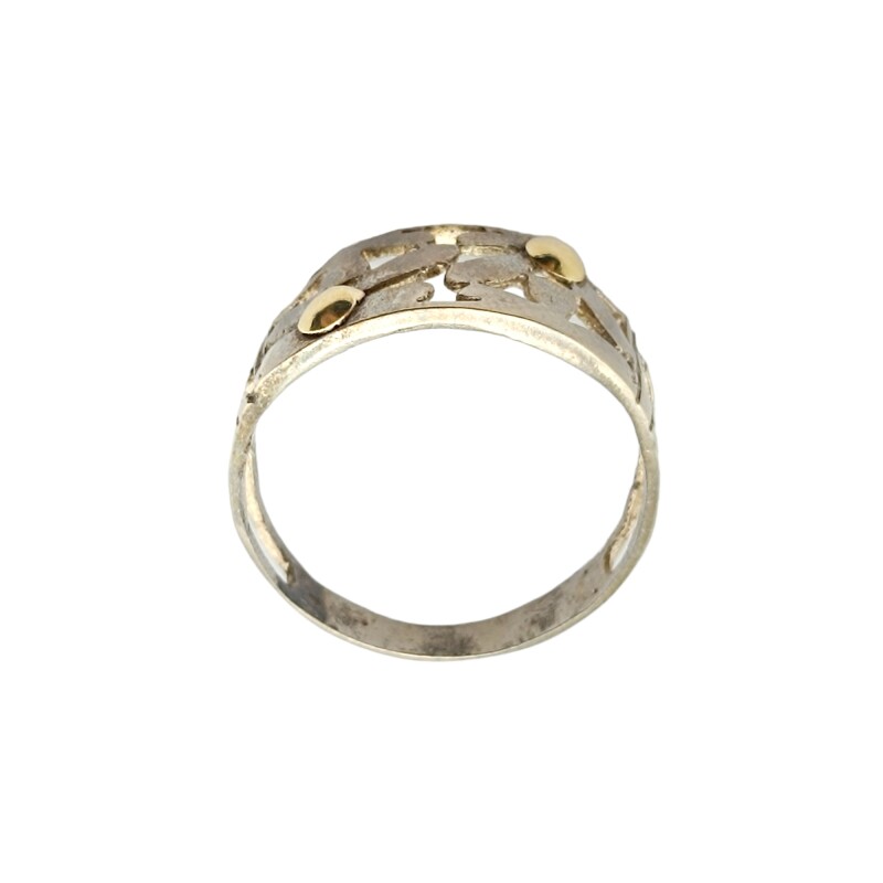 Anillo Flor-Plata y Oro-Sin Piedra-AN5629 sinpiedra